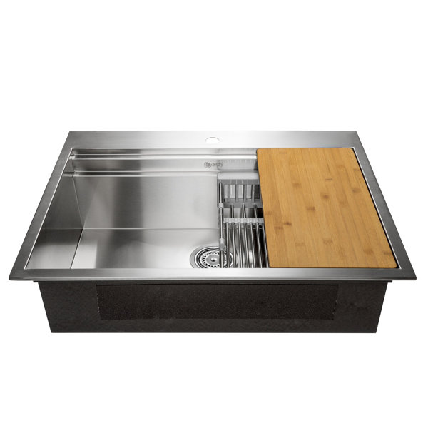 AKDY 22'' W Single Bowl Stainless Steel DropIn Kitchen Sink with 1